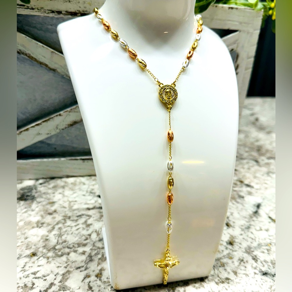 3 Colors Gold Plated Virgin Mary Rosary 📿